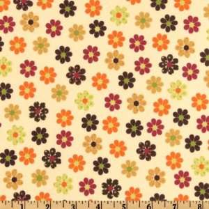  44 Wide Owl Daisies Cream Fabric By The Yard: Arts 