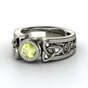  Celtic Sun Ring, Round Peridot Palladium Ring: Jewelry