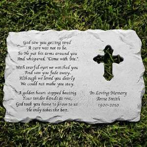  Personalized Cross Memorial Stone   Religious Gifts: Patio 