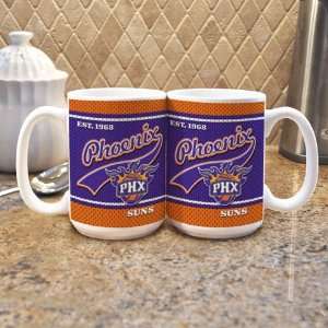  Phoenix Suns Set of 2 Jersey 15 oz. Ceramic Mugs (White 