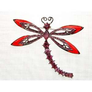  & Pink Rhinestone Crystal Dragonfly insect Bug Fashion Costume Pin 