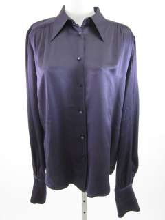 DESIGNER Purple Silk Long Sleeve Button Down Blouse  