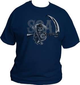 SONS OF ANARCHY LOGO LICENSED NAVY MENS T SHIRT  