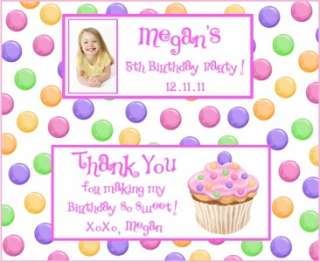 12 Personalized Sweet Dots Birthday Candy Bar Wrappers  