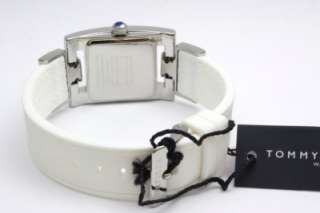 New Tommy Hilfiger Women TH Logo White Rubber Band Watch 25mm x 35mm 