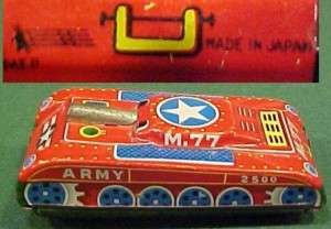 Japan Made Tin Toy M 77 U.S. Army Tank  