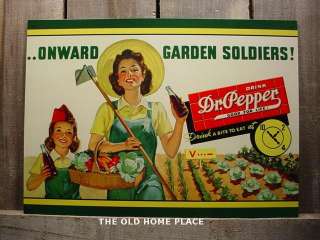 METAL DR PEPPER ONWARD GARDEN SOLDIERS TIN SIGN SIGNS  