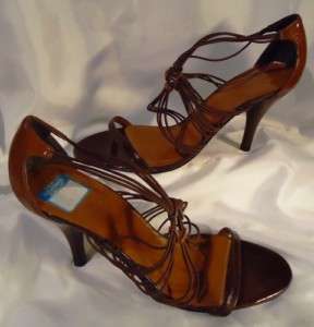New York Transit Brown Strappy Sandal heel Sz 9.5M  
