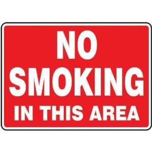  Safety Sign, No Smoking In This Area, 7 X 10, Aluminum 