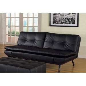  Futon Sofa Bed with Metal Legs in Black Vinyl: Home 