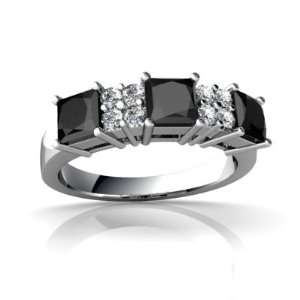    14K White Gold Square Genuine Black Onyx Ring Size 9 Jewelry
