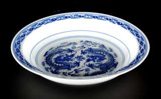 CERAMIC BLUE WHITE DISH Dragon Bowl Plate Chinese 8.5  