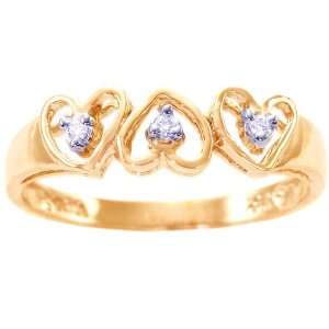 14K Yellow Gold Deeply In Love Diamond Sweet Heart Ring Diamond, size5