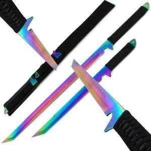  Dual Rainbow Blade Full Tang Ninja Swords w/ Sheath 