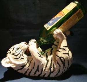 Tiger Wine Bottle Holder White Snow Tiger w/ Blue Eyes  