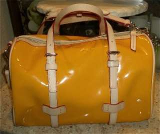 NEW Auth Dooney & Bourke Yellow Patent Satchel Handbag Shoulderbag 