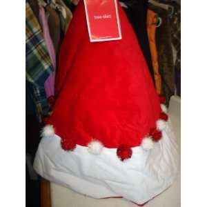  Red Velveteen Christmas Tree Skirt With 5 White Velveten Border 