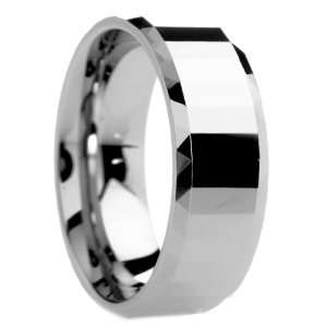 mm Mens Tungsten Carbide Rings Wedding Bands Polished Faceted Edges 