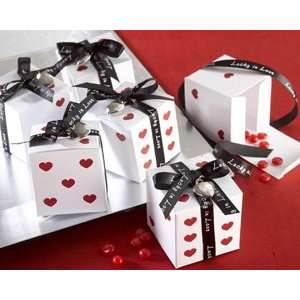  Lucky in Love Dice Favor Boxes with Imprinted Ribbon and 