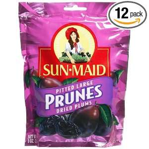Sun Maid Zbag Pitted Large Prunes, Dried Plums, 8 Ounce (Pack of 12 