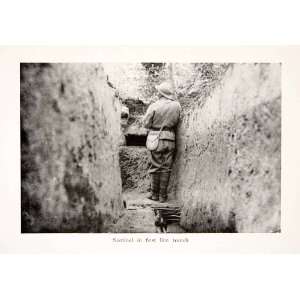 1918 Print World War I Military Sentinel Trench Warfare Romania WWI 